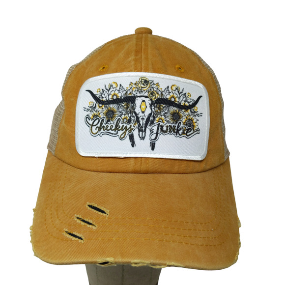 Cheeky's Junkie Women's Slideback Hat Tan Yellow Adjustable Distressed - Picture 1 of 11